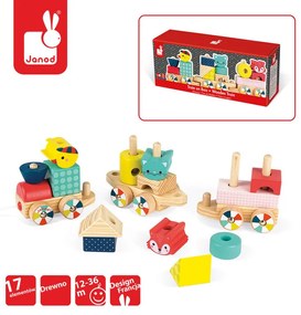 Drevený skladací vláčik so zvieratkami