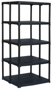 Plastový obojstranný regál TEMPO, 1760 x 800 x 775 mm, 5 políc