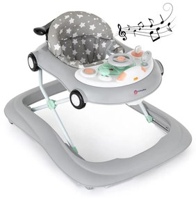 PETITE&MARS - Detské chodítko s melódiou CABRIO šedá