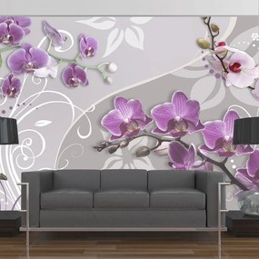 Artgeist Fototapeta - Flight of purple orchids Veľkosť: 100x70, Verzia: Premium
