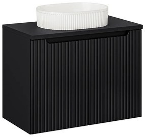 Závesná skrinka Nova Black I s doskou a umývadlom 80 cm čierna/biela