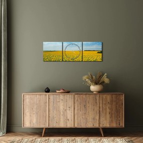 Obraz - pás slnečníc (s hodinami) (90x30 cm)