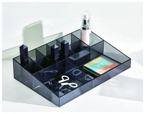 Matne čierny kúpeľňový organizér na kozmetiku z recyklovaného plastu Cosmetic Station - iDesign