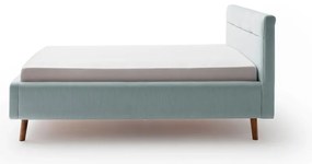 Svetlomodrá čalúnená dvojlôžková posteľ s úložným priestorom s roštom 140x200 cm Lotte – Meise Möbel