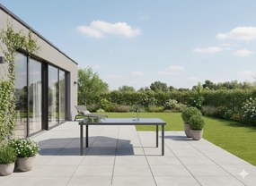 CH Záhradný hliníkový stôl so sklenenou doskou Sten