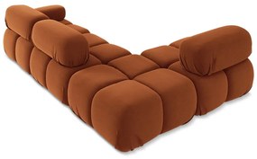 Oranžová zamatová modulárna rohová pohovka (ľavý roh) Lokua – Makamii