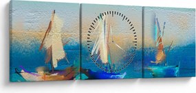 Obraz - Obraz krajiny, maľba (s hodinami) (90x30 cm)