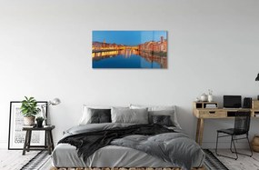 Sklenený obraz Italy River mosty budovy v noci 140x70 cm