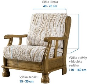 Bielastické poťahy UNIVERSO NOVÉ žíhané béžové kreslo s drevenými rúčkami (š. 40 - 70 cm)