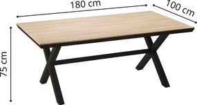 Záhradný stôl Alumio 180 cm hnedý/tmavosivý