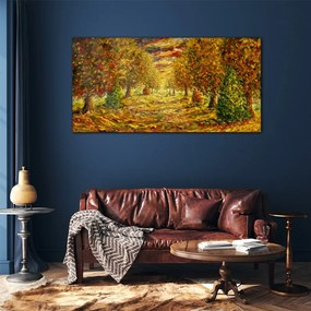 Skleneny obraz Maľovanie lesa jesenné príroda