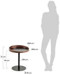 Okrúhly odkladací stolík s doskou v dekore orechového dreva ø 46 cm Kaori – Kave Home