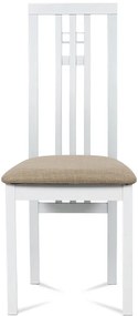 Jedálenská drevená stolička GRIGLIA – masív buk, biela, béžový poťah