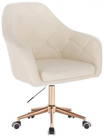 LuxuryForm DESIGN Kreslo ANDORA na zlaté podstave s kolieskami - krémové