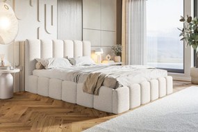 Čalúnená manželská posteľ s úložným priestorom SLIM 11 - krémovo-biela | 160×200