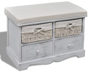 vidaXL Úložná lavica, biela 62x33x42 cm, drevo paulovnie