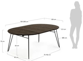 Okrúhly rozkladací jedálenský stôl s doskou v dekore jaseňového dreva ø 120 cm Norfort – Kave Home