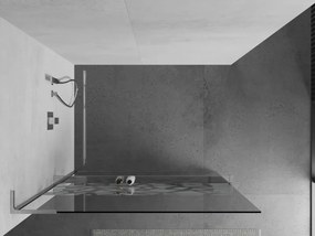 Mexen Kioto+ L, sprchová zástena Walk-In s poličkou a vešiakom 80 x 200 cm, 8mm číre sklo biely vzor, chrómový profil, 800-080-123-01-85