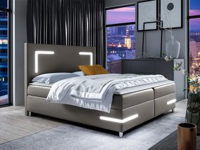 Manželská posteľ 160 cm Frinesa LED (svetlohnedá) (s roštom a matracom) (s úl. priestorom) (s LED osvetlením). Vlastná spoľahlivá doprava až k Vám domov. 1104214