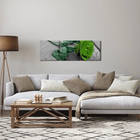 Obraz - Zelená ruža (s hodinami) (90x30 cm)