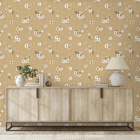 Samolepiaca tapeta kvetinové pole na béžovom pozadí