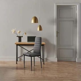 Súprava 4 stoličiek do obývačky a jedálne s koženkou Eco-Leather, ergonomické operadlo, sivá