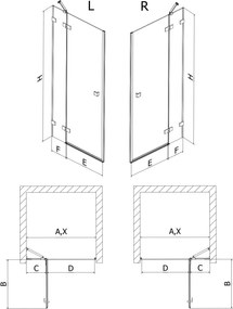 Mexen, Mexen Lunar pravé otočné sprchové dvere 80 cm, transparentné, biele - 834-080-000-20-00-P