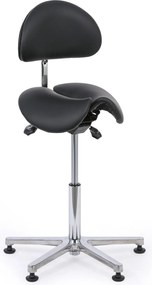 Pracovná stolička s operadlom ARDO, sedák v tvare sedla, s klzákmi, čierna