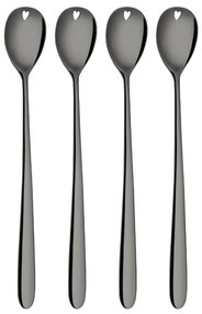 Latté lyžičky so srdiečkom sivé 4 ks set – Love Cutlery - 116627