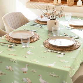 Goldea veľkonočný hranatý teflónový obrus - husy a kraslice 80 x 80 cm