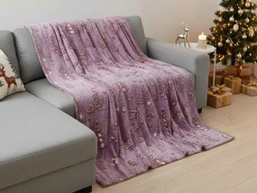 Svietiaca vianočná mikroplyšová deka PAINTY CHRISTMAS, vínová Rozmer: 150 x 200 cm