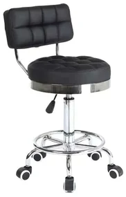 LuxuryForm DESIGN Stolička LEON na striebornej základni s kolieskami - čierna