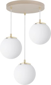 Závesné svietidlo Florence, 3x biele sklenené tienidlo, g/be, o