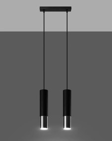 Závesné svietidlo Loopez, 2x čierne kovové tienidlo, ch