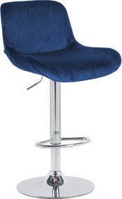 Barová stolička Solon - zamat, chróm rám - modrá