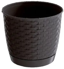 květináč RATOLLA ROUND 22 v.19,5cm,4,2l,HN tm. (440U) s miskou, 22 cm