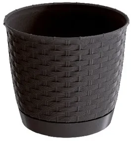 květináč RATOLLA ROUND 22 v.19,5cm,4,2l,HN tm. (440U) s miskou, 22 cm