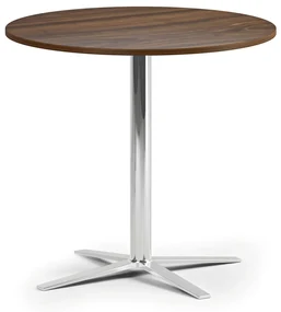 Konferenčný stolík AURA, priemer 80 cm, chróm podnož, orech