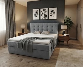 Čalúnená posteľ boxspring DIRELIS TRINITY 140x200 cm sivá Matrac: Bonell pružinová matrac