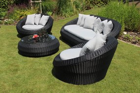 Čierne záhradné ratanové sedenie so stolíkom 4-set