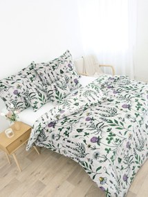 Predĺžené obliečky mikroplyš Exclusive – Herbár svetlo sivý