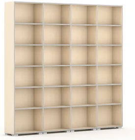 Knižnica SILVER LINE, 4 stĺpce, 2230 x 2400 x 400 mm, breza