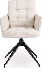 Sada stola HAMPTON 160-240 cm orech/čierna a 4 kresiel AKITA krémovej farby