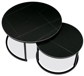 Autronic BONTEC Konferenčný stolík 80x80cm, spekaná keramika, mramor, AHG-404 BK Farba: Čierna