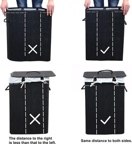 Veľký bambusový kôš na prádlo XL 72L, skladací, čierny
