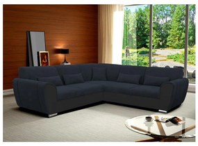 Rozkladacia rohová sedacia súprava do tvaru L VISEU, pravé prevedenie, antracit/čierna