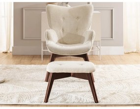 Béžové menčestrové kreslo s podnožkou Niko – Ropez