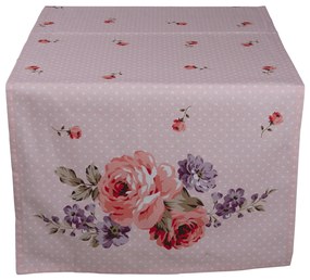 Ružový bavlnený behúň na stôl s ružami Dotty Rose - 50*140 cm