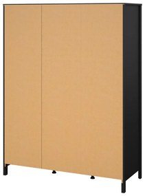 Čierna šatníková skriňa so zrkadlom 150x199x58 cm Madrid – Tvilum