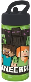 Športová fľaša na pitie Minecraft so slamkou a nekvapkajúcim (anti-drip) uzáverom - objem 410 ml